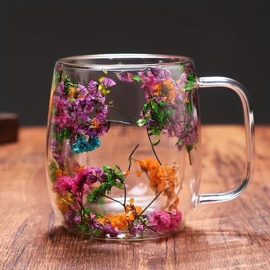 Eternal Bloom Glass Mug | Double Wall Glass Mug