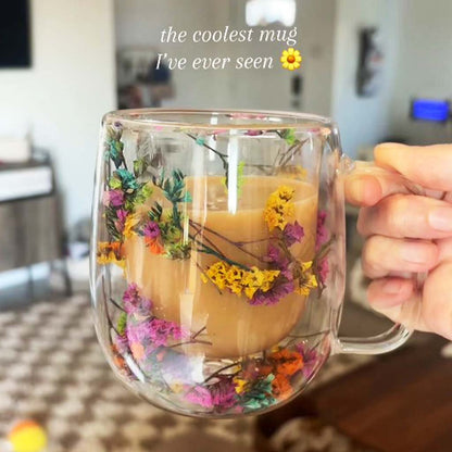 Eternal Bloom Glass Mug | Double Wall Glass Mug